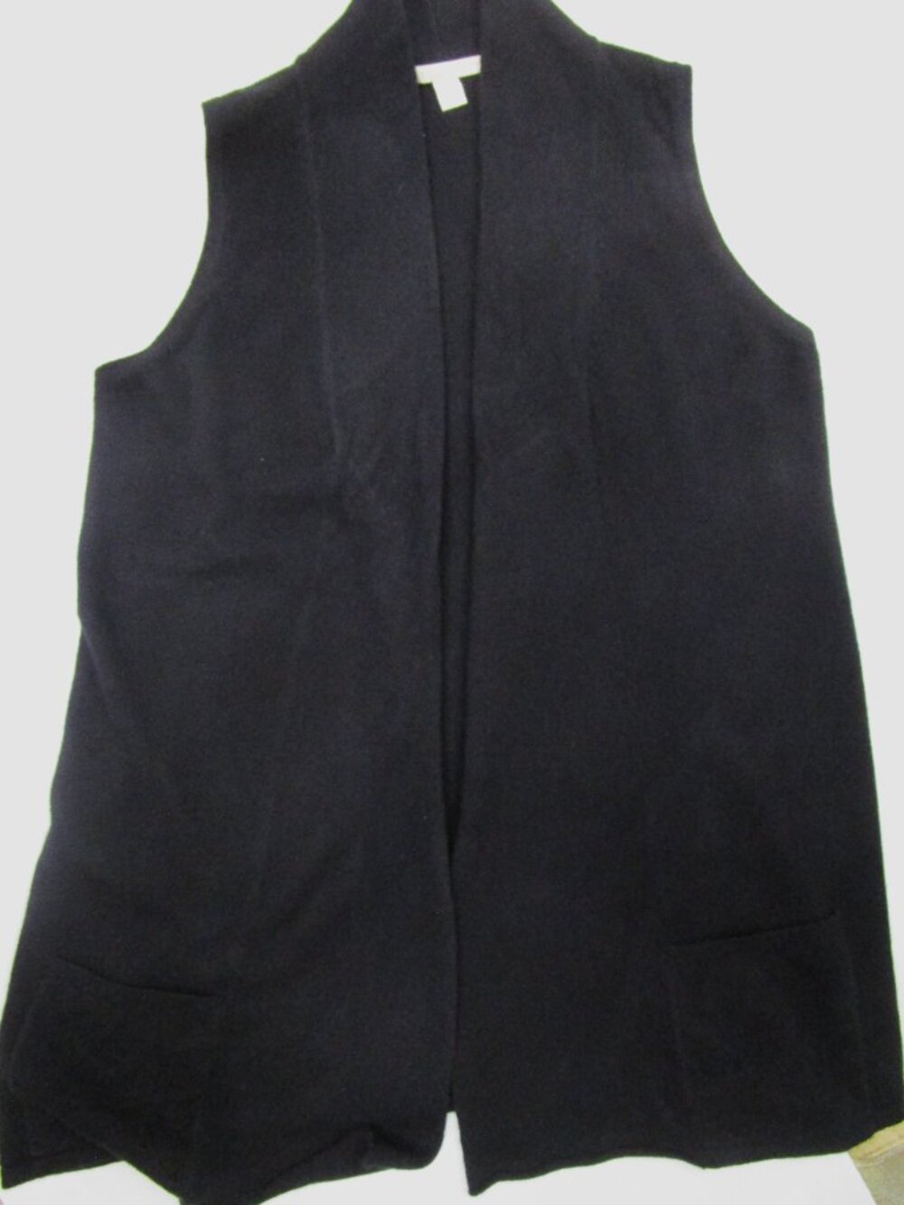 Black CASHMERE Open Front Vest Cardigan Sweater Duster
